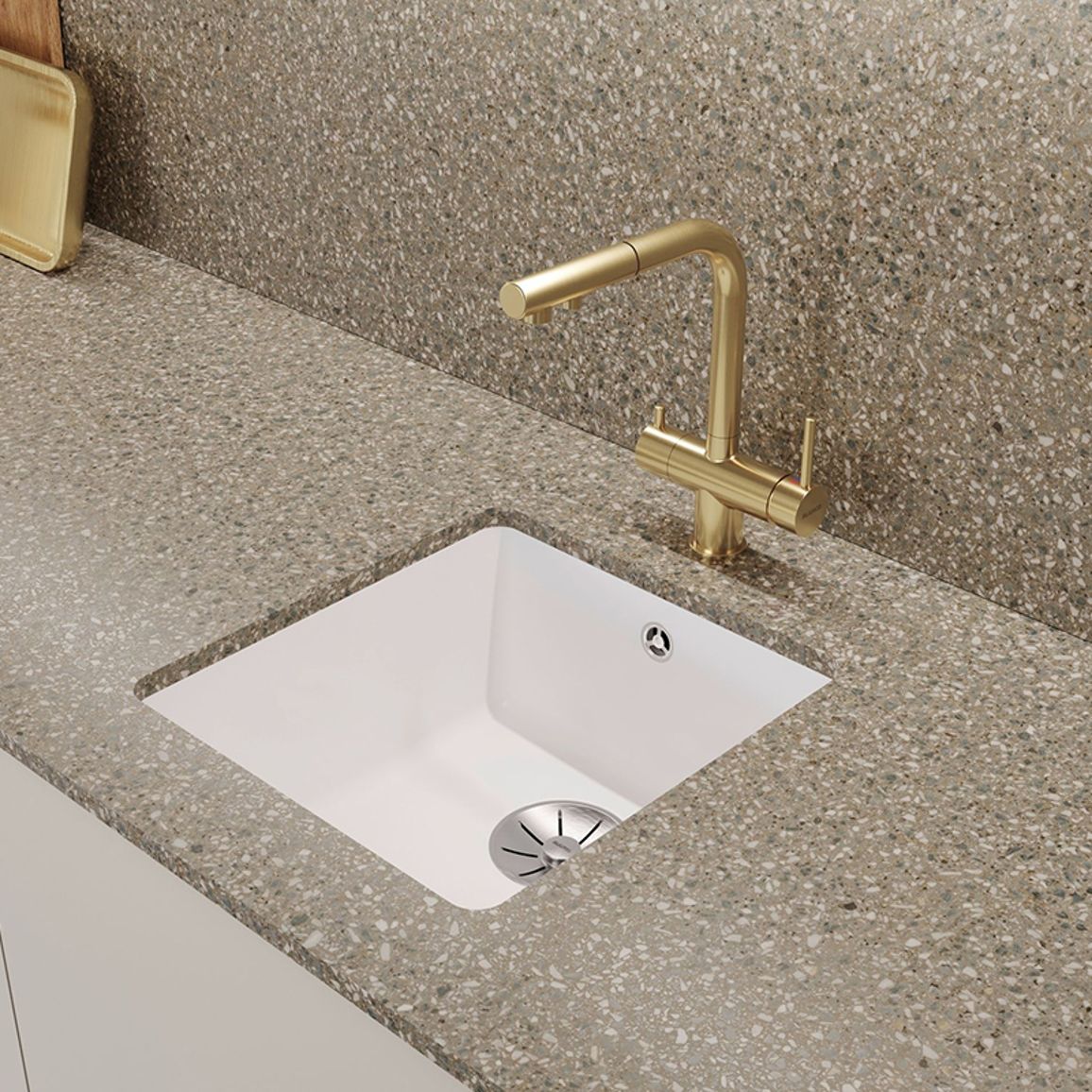 Змішувач FONTAS-S II satin gold (в/ш) BLANCO (526694) Змішувач FONTAS-S II satin gold (в/ш) BLANCO (526694)