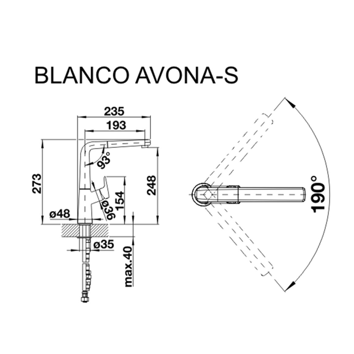 Смеситель AVONA-S антрацит (в/ш) BLANCO (521278) Смеситель AVONA-S антрацит (в/ш) BLANCO (521278)