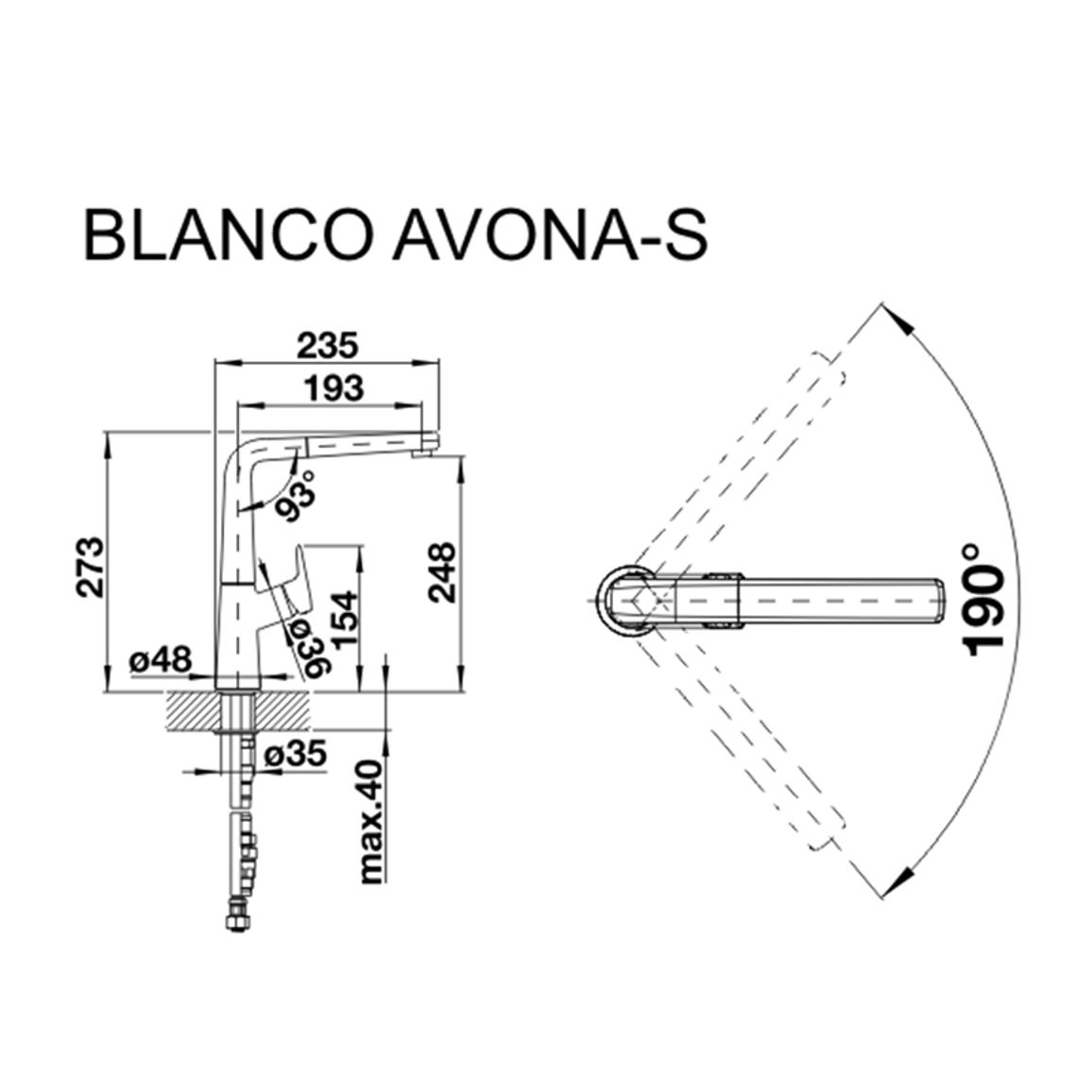 Смеситель AVONA-S вулканический серый (в/ш) BLANCO (526928) Смеситель AVONA-S вулканический серый (в/ш) BLANCO (526928)