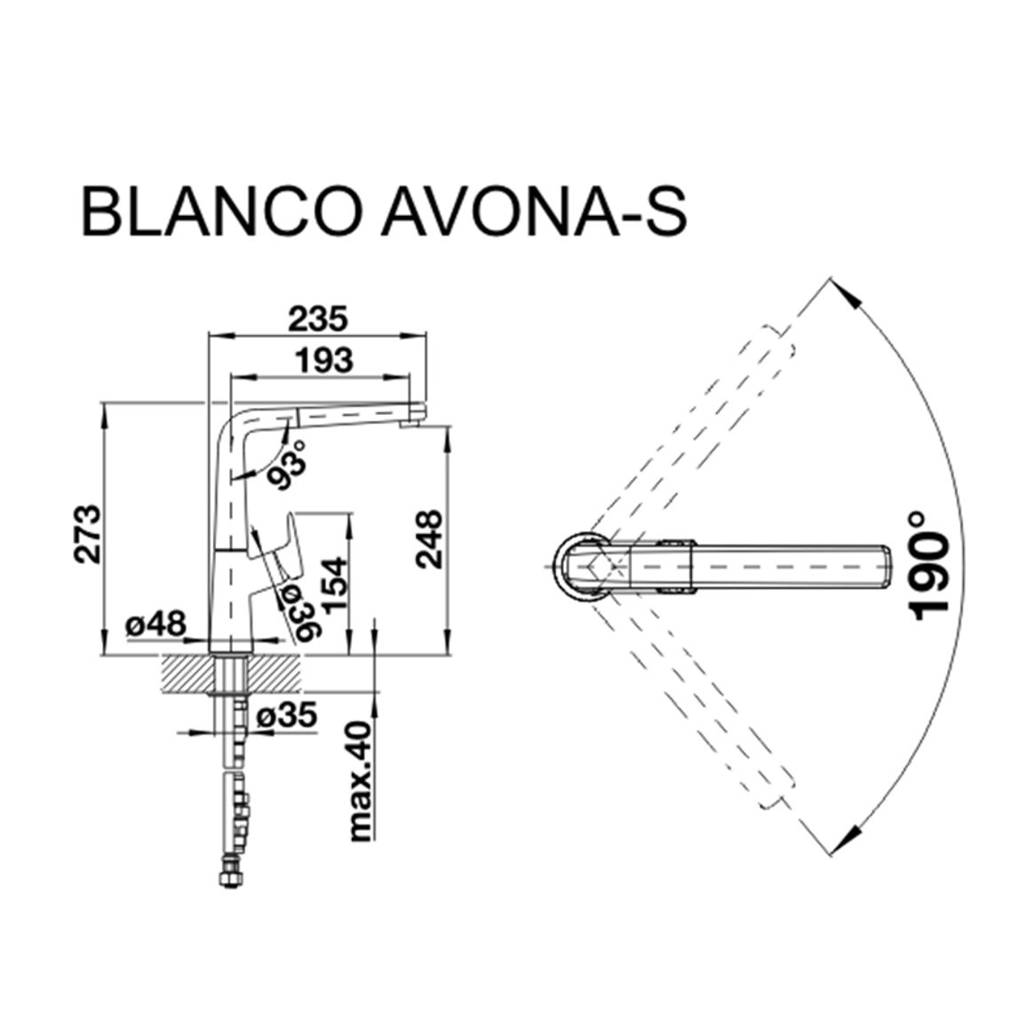 Смеситель AVONA-S нежный белый (в/ш) BLANCO (526929) Смеситель AVONA-S нежный белый (в/ш) BLANCO (526929)