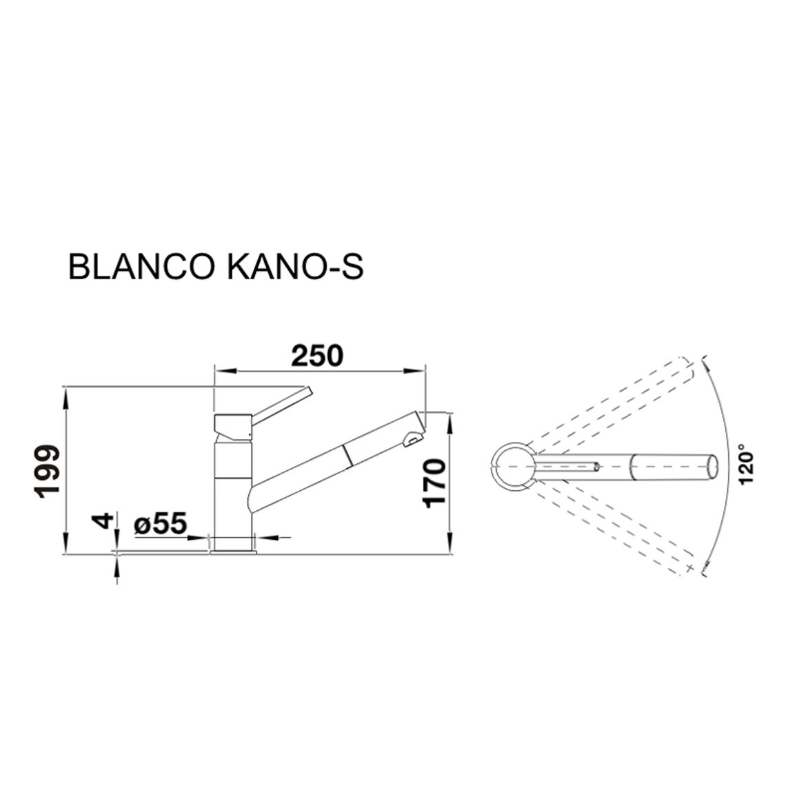 Смеситель KANO-S хром (в/ш) BLANCO (521503) Смеситель KANO-S хром (в/ш) BLANCO (521503)