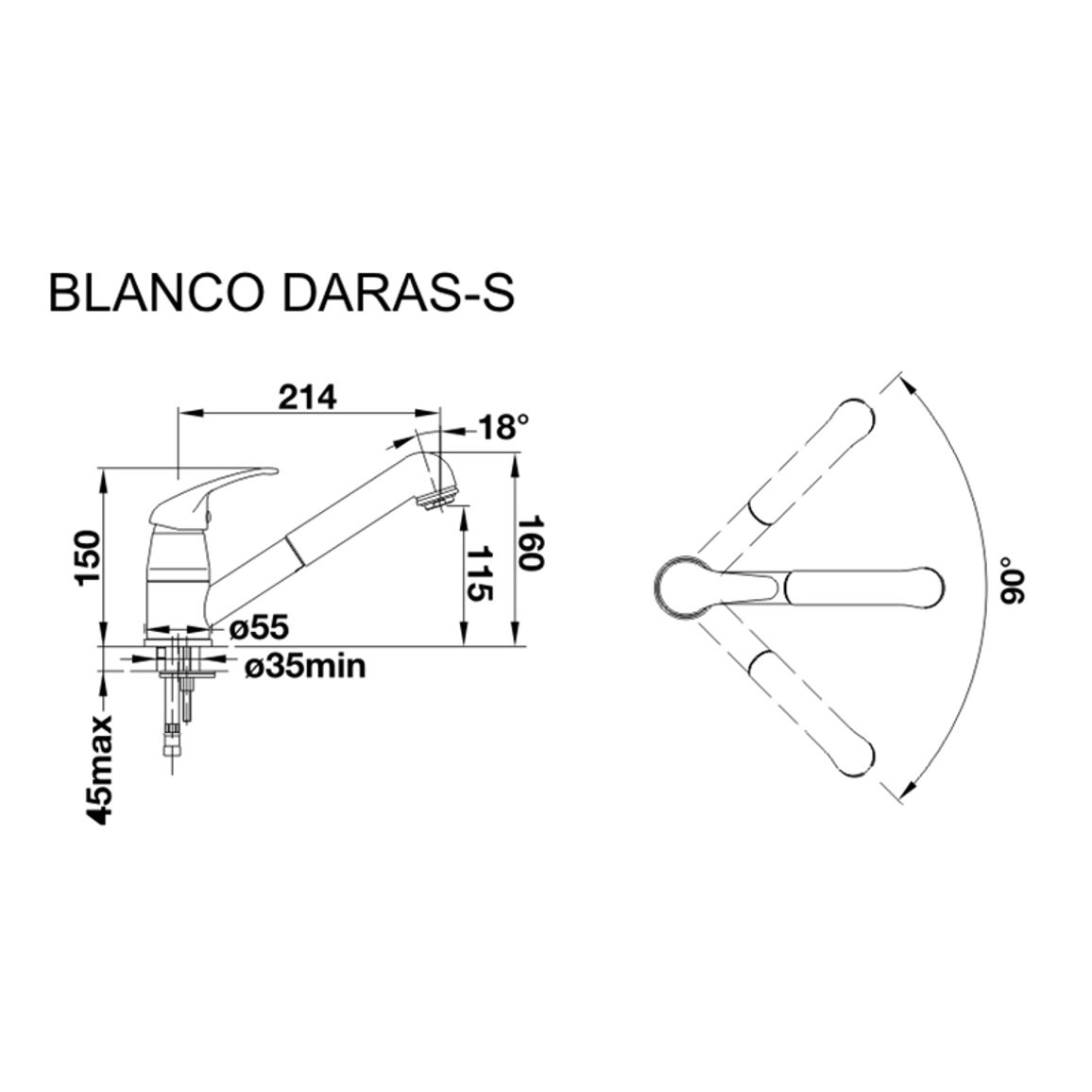 Змішувач DARAS-S вулканічний сірий (в/ш) BLANCO (526936)