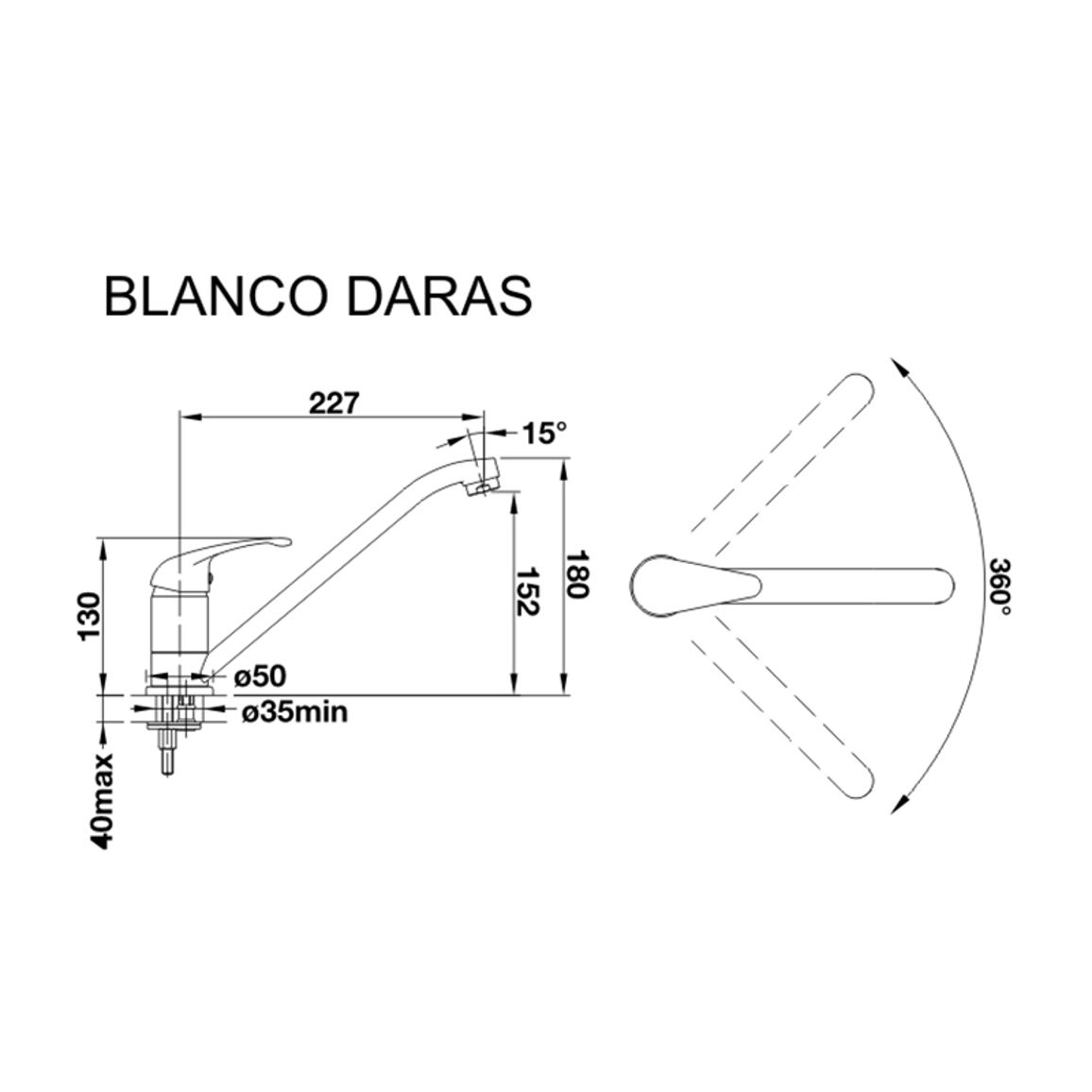 Змішувач DARAS хром BLANCO (517720) Змішувач DARAS хром BLANCO (517720)