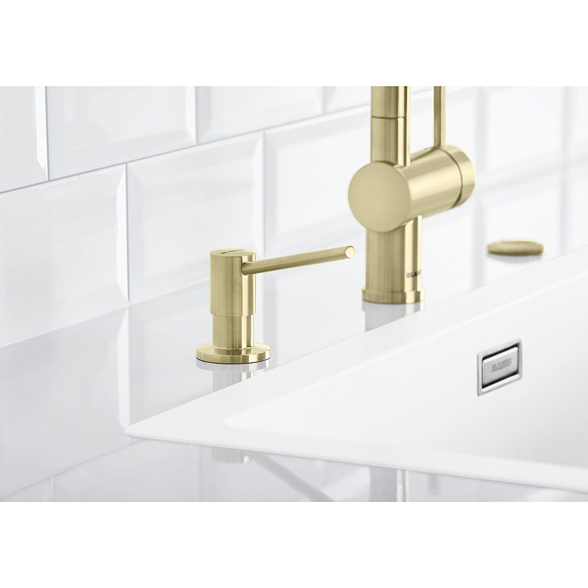Дозатор TORRE satin gold BLANCO (526700) Дозатор TORRE satin gold BLANCO (526700)