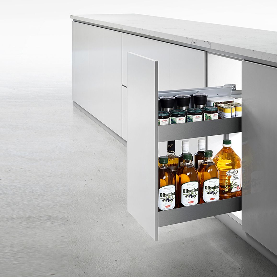 Карго Iris 200мм графит боковое левое 2 полки с доводчиком Muller Карго Iris 200мм графит боковое левое 2 полки с доводчиком Muller