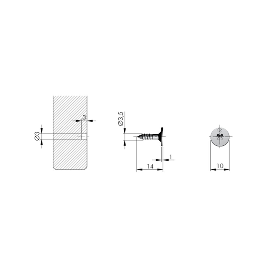 K Push TECH планка круглая саморез Ø10 L14 Italiana Ferramenta