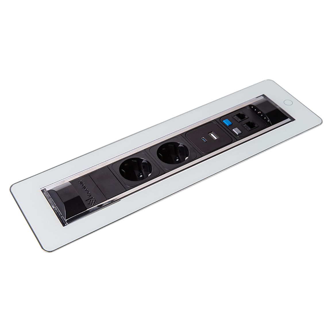 VersaTURN 3.0 Розеточный блок, 2 розетки + 1 USB (5В, 2,1A) +2 RJ45, 110-220В, 16A, IP20, сенсор, бе VersaTURN 3.0 Розеточный блок, 2 розетки + 1 USB (5В, 2,1A) +2 RJ45, 110-220В, 16A, IP20, сенсор, бе