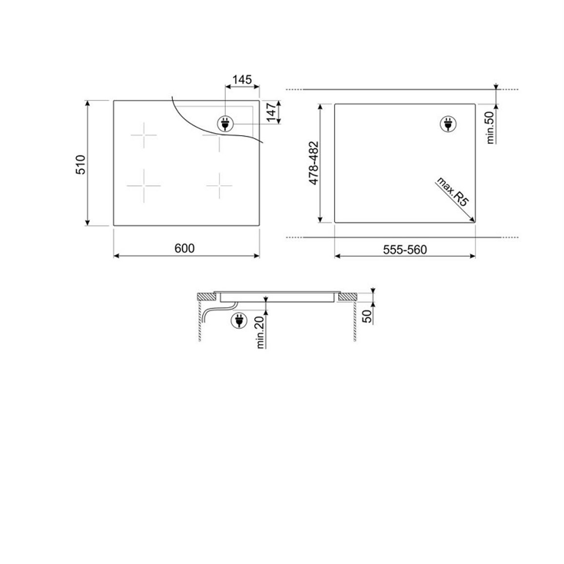 Индукционная поверхность SIB2641D Smeg Индукционная поверхность SIB2641D Smeg