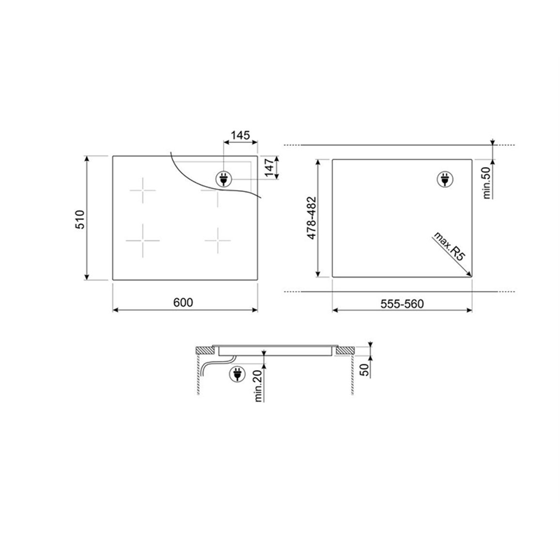 Индукционная поверхность SIM1644D Smeg Индукционная поверхность SIM1644D Smeg