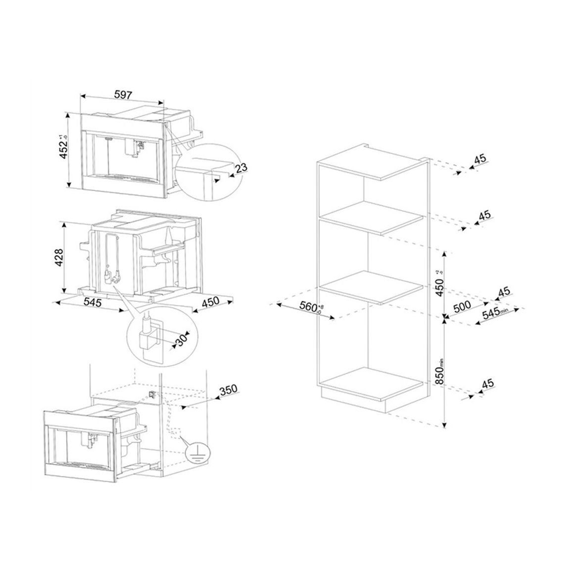 Встраиваемая кофемашина CMS4104G Smeg Встраиваемая кофемашина CMS4104G Smeg
