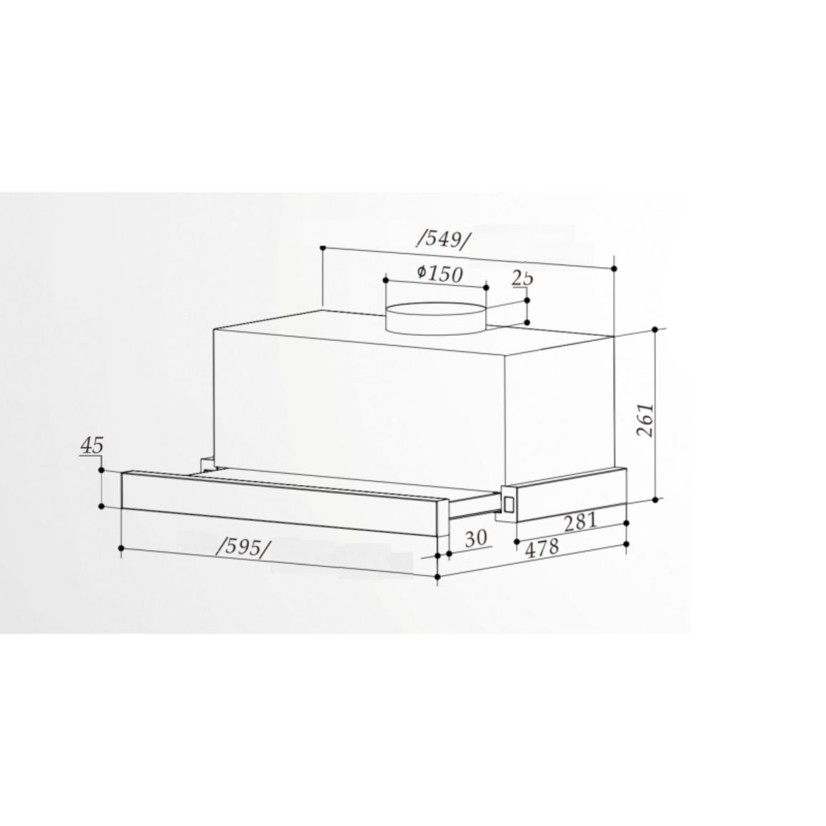 Вытяжка телескопическая SHARK PLUS BL/SA/60 INTERLINE Вытяжка телескопическая SHARK PLUS BL/SA/60 INTERLINE