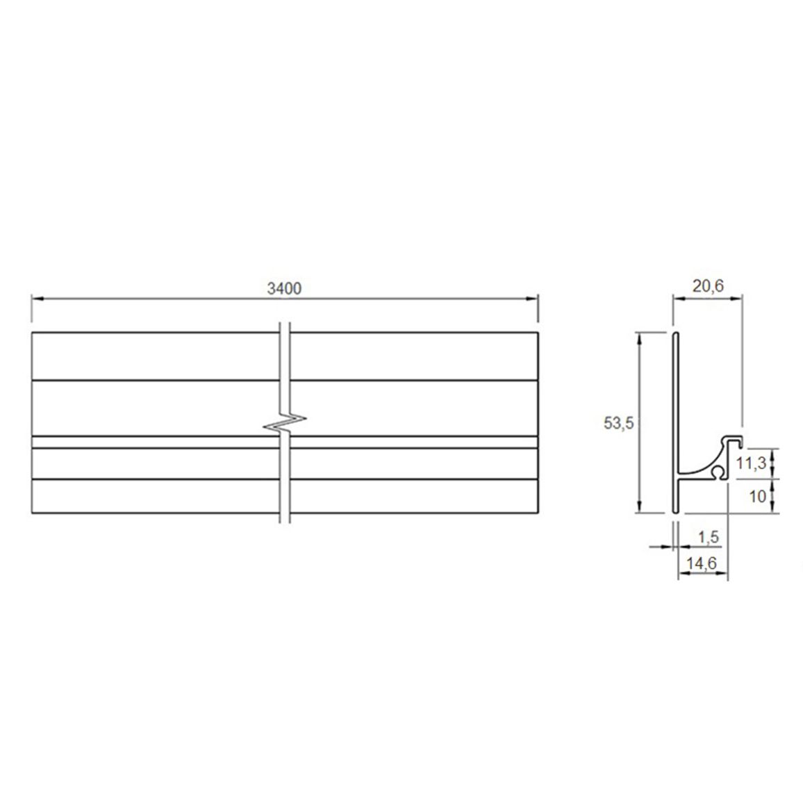 Ручка Cosma M 711 L=3500mm белый RAL 9010, 18 мм (м.п.) Ручка Cosma M 711 L=3500mm белый RAL 9010, 18 мм (м.п.)