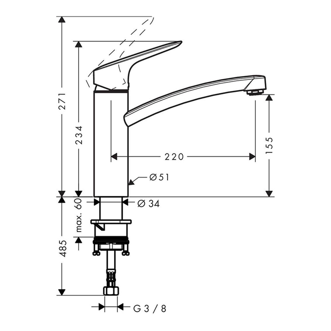 Змішувач для кухні Logis KM160 хром Hansgrohe (71832000) Змішувач для кухні Logis KM160 хром Hansgrohe (71832000)