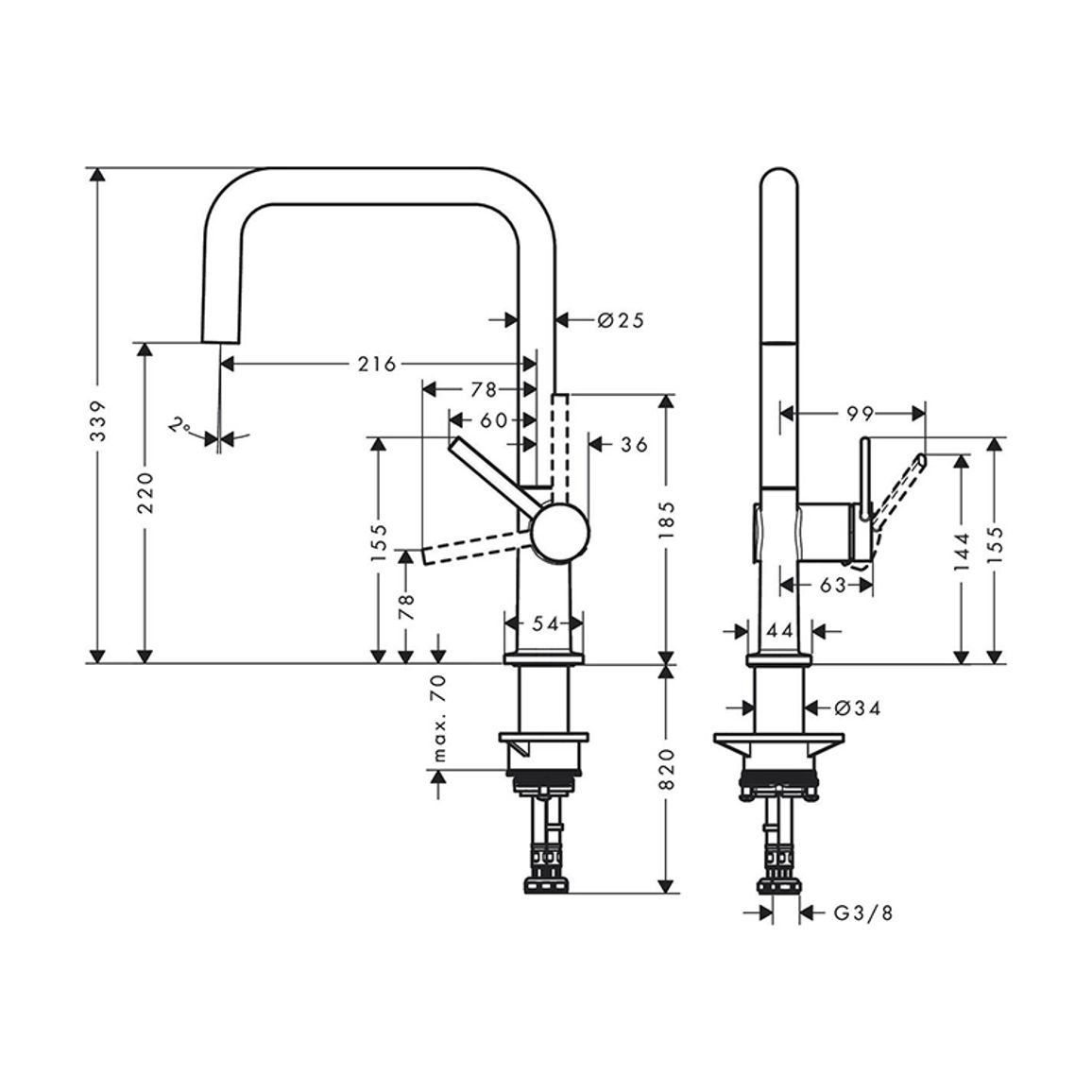 Смеситель для кухни Talis M54 KMU220 сталь Hansgrohe (72806800) Смеситель для кухни Talis M54 KMU220 сталь Hansgrohe (72806800)