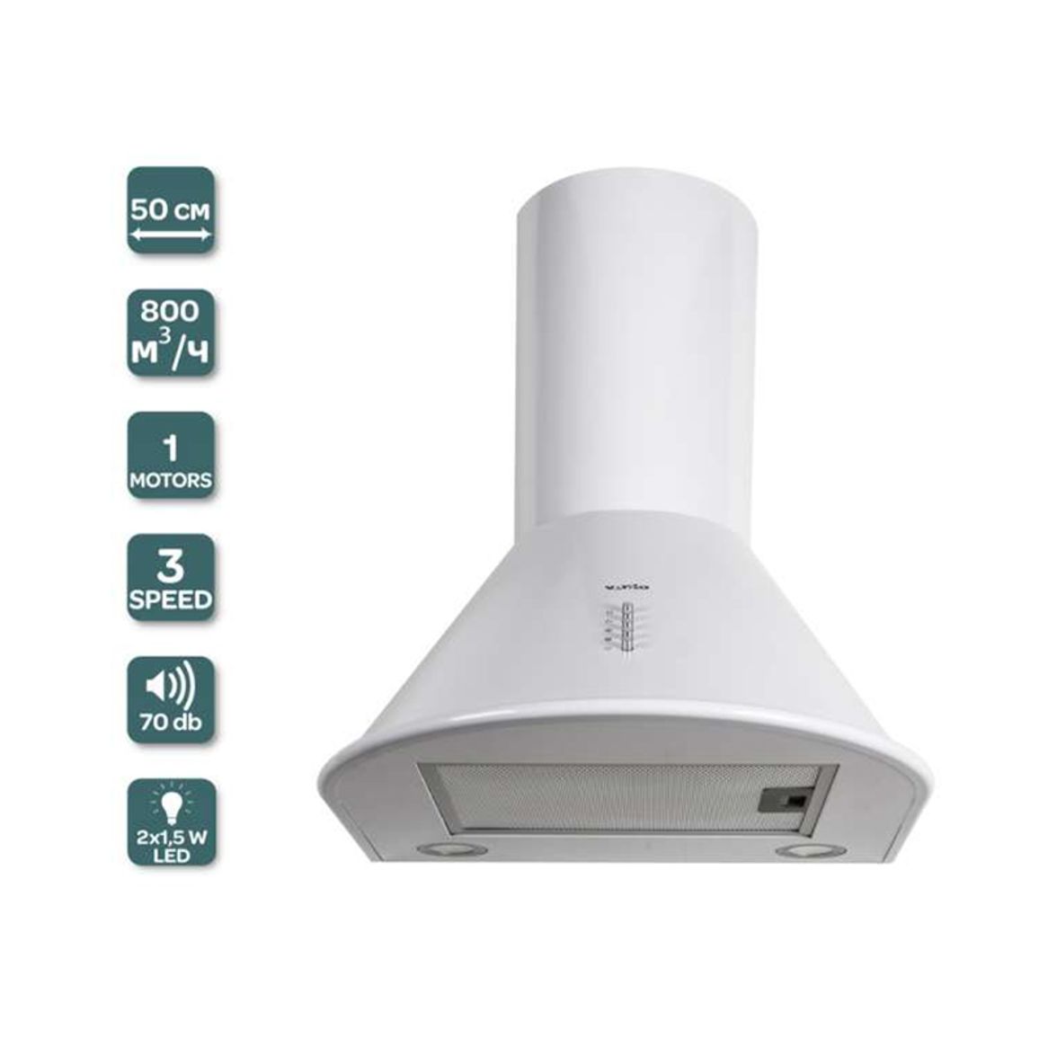 Пристінна витяжка CAPRI 50 WH VENTOLUX Пристінна витяжка CAPRI 50 WH VENTOLUX