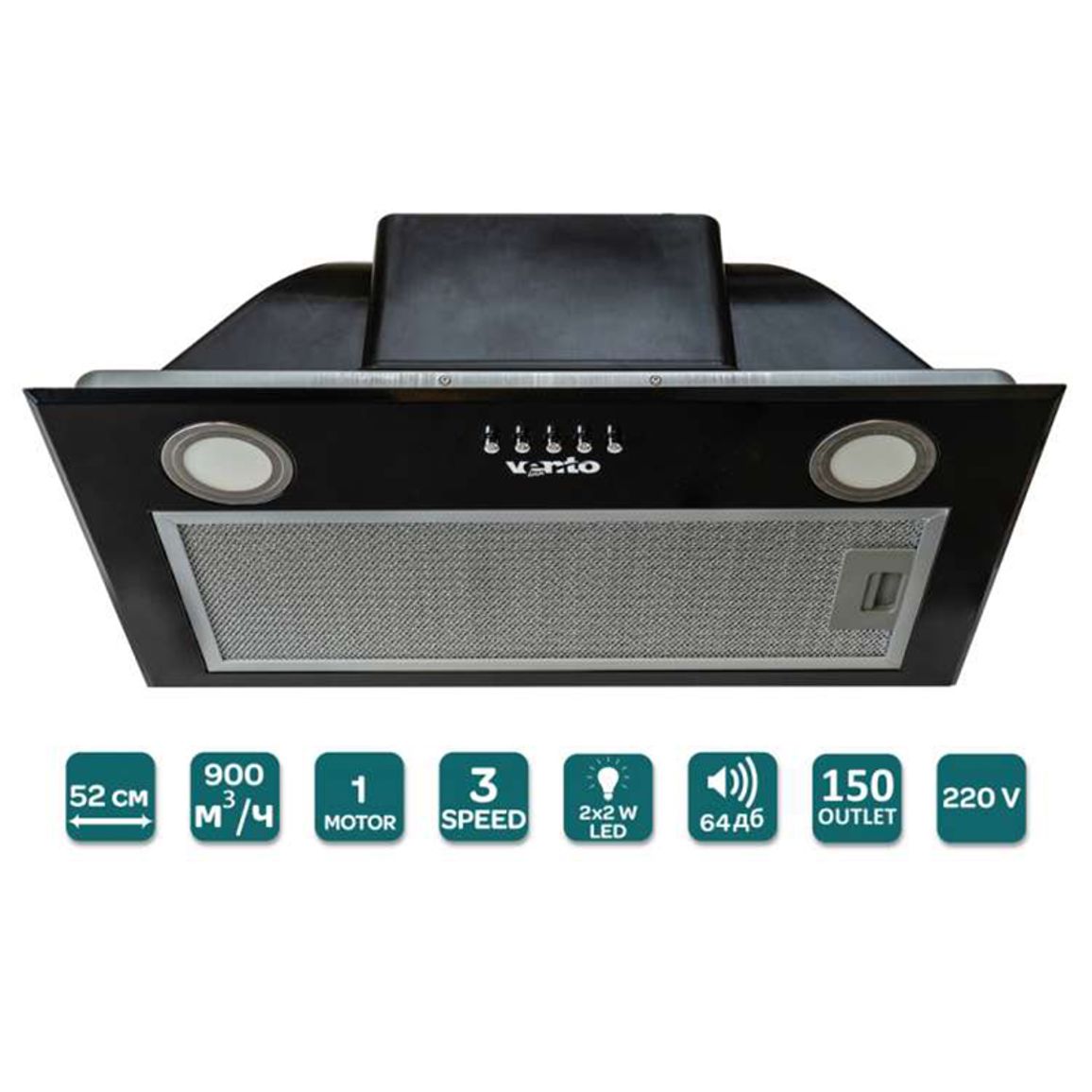 Встраиваемая вытяжка PUNTO 52 BK (900) PB PC VENTOLUX