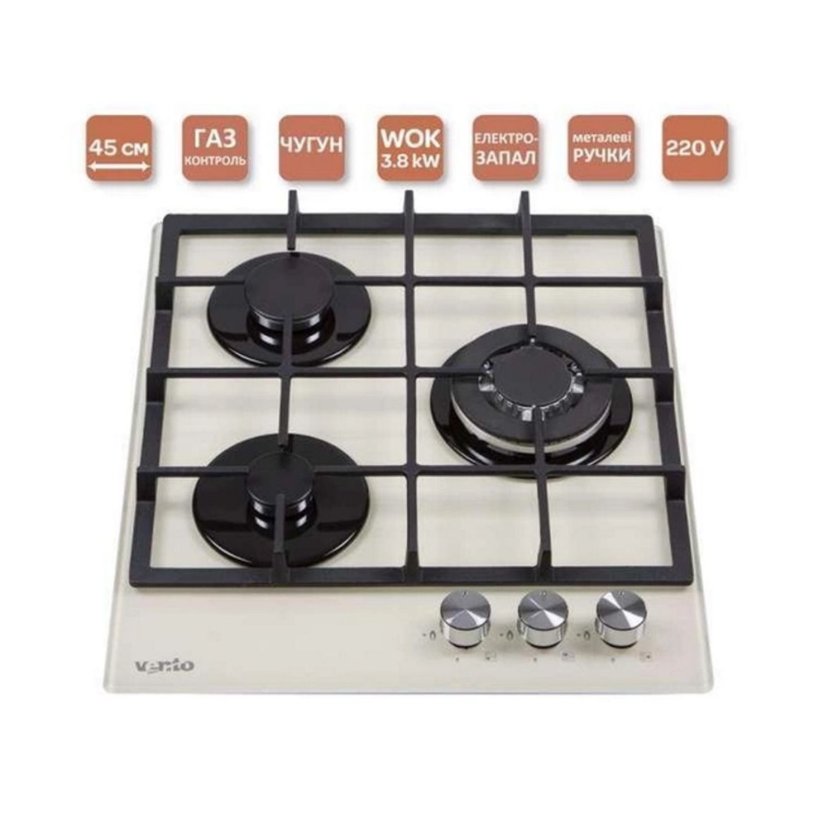 Газовая варочная поверхность HG430-M1G CEST (IVORY) VENTOLUX