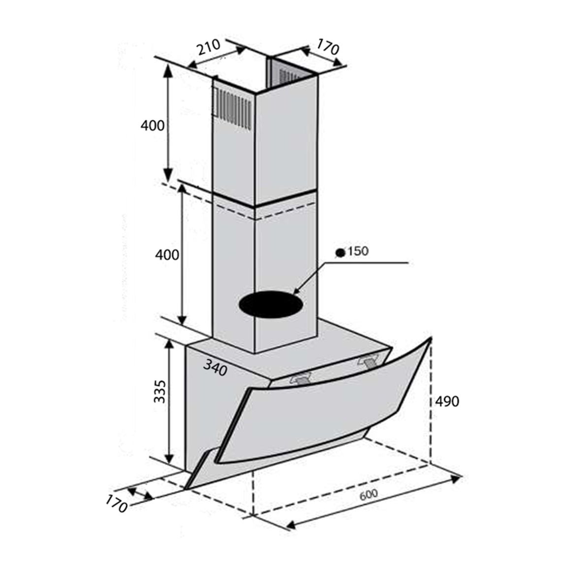 Пристенная вытяжка WAVE 60 WH (900) TRC VENTOLUX Пристенная вытяжка WAVE 60 WH (900) TRC VENTOLUX