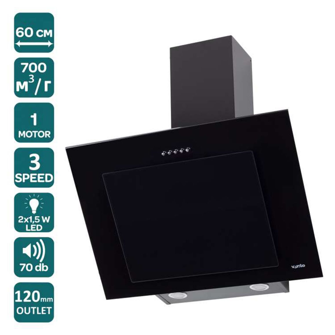 Пристенная вытяжка FIORE 60 BK (700) PB VENTOLUX