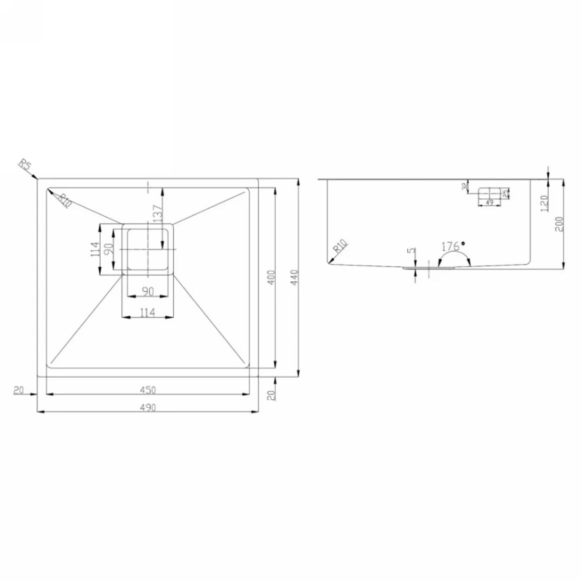 Мойка нерж. сталь декор Quadro 49 Celldecor Fabiano