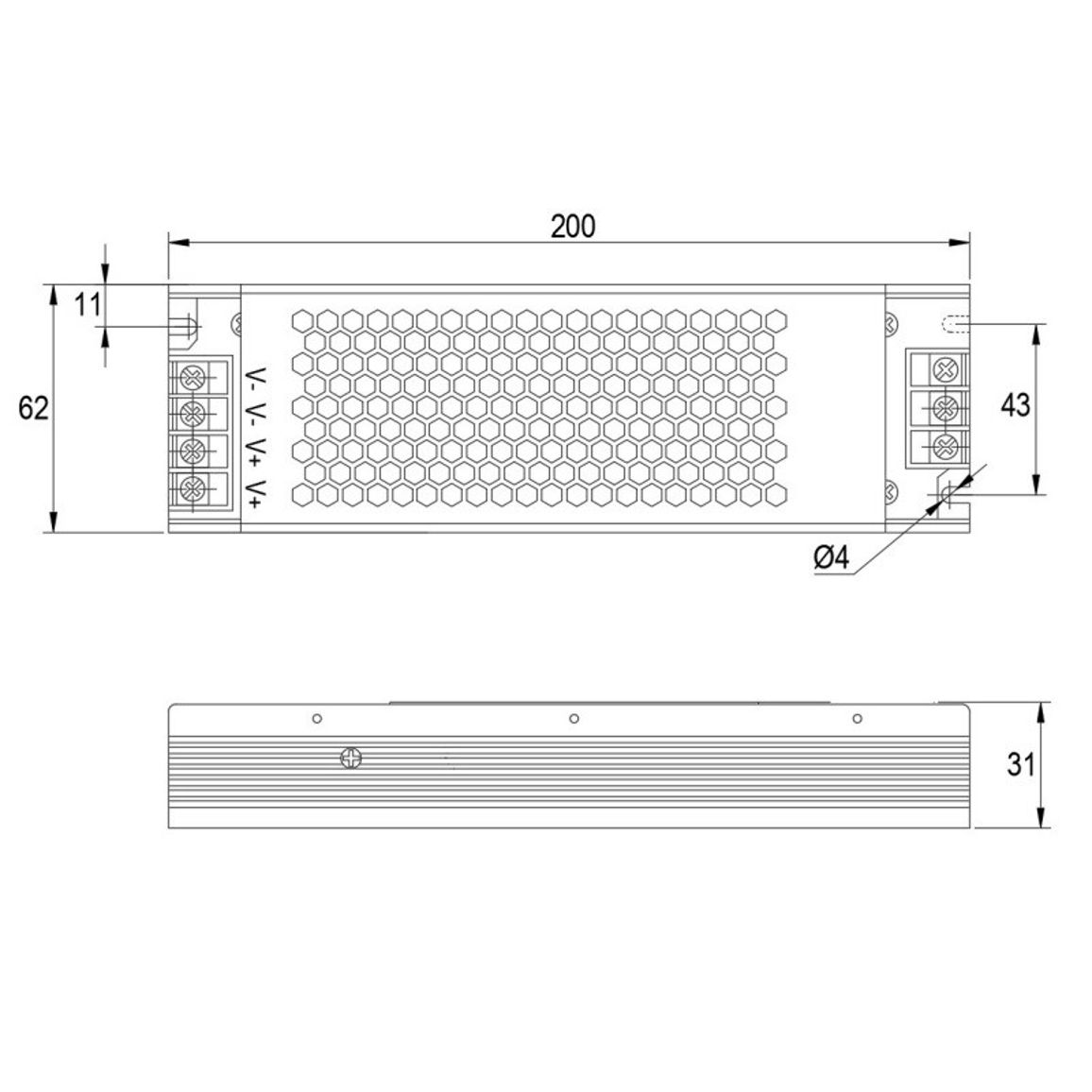 Блок питания для LED, 150W, 24V, IP20, метал. корпус Блок питания для LED, 150W, 24V, IP20, метал. корпус