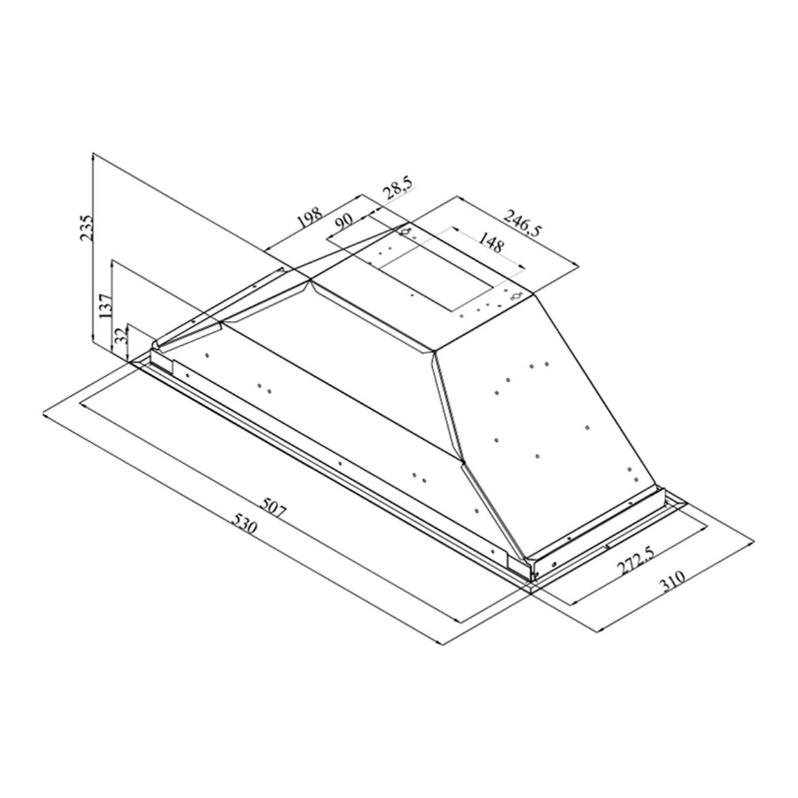 Вытяжка встраиваемая 53см HNU51311SH серый Beko