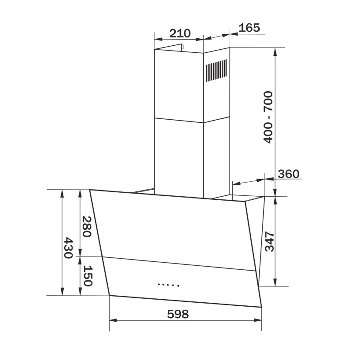 Вытяжка Vivares 613-1100 black glass GRANADO