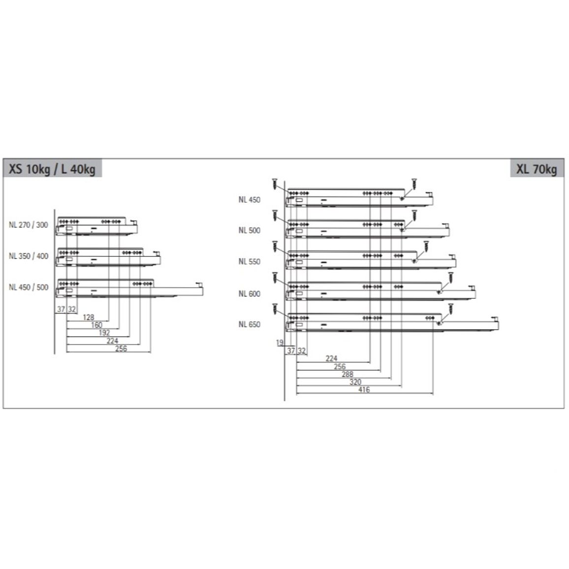 Направляющая Actro YOU L=400 (40 кг), левая (9318175) Hettich Направляющая Actro YOU L=400 (40 кг), левая (9318175) Hettich