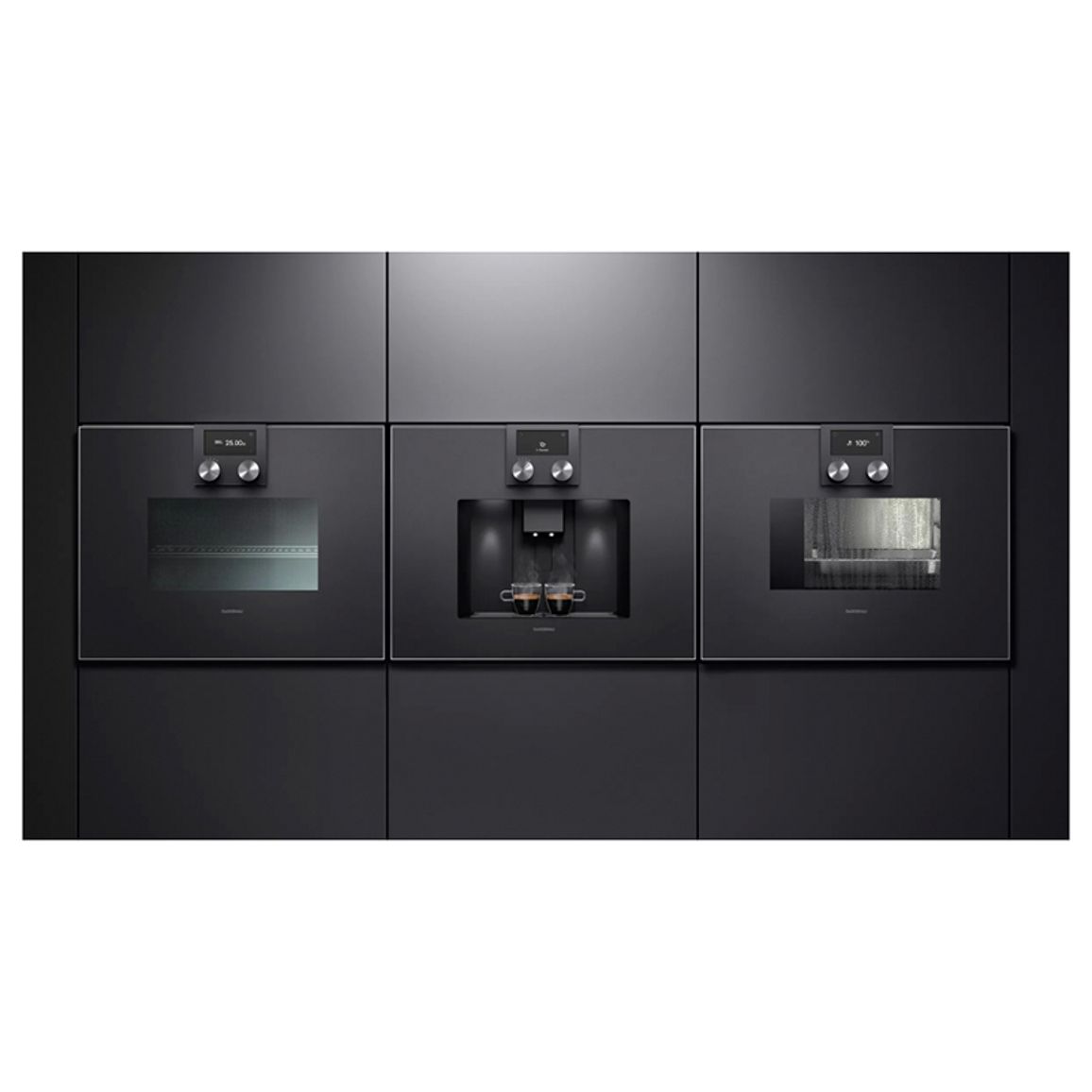 Компактный духовой шкаф-пароварка BS451101 левый антрацит GAGGENAU