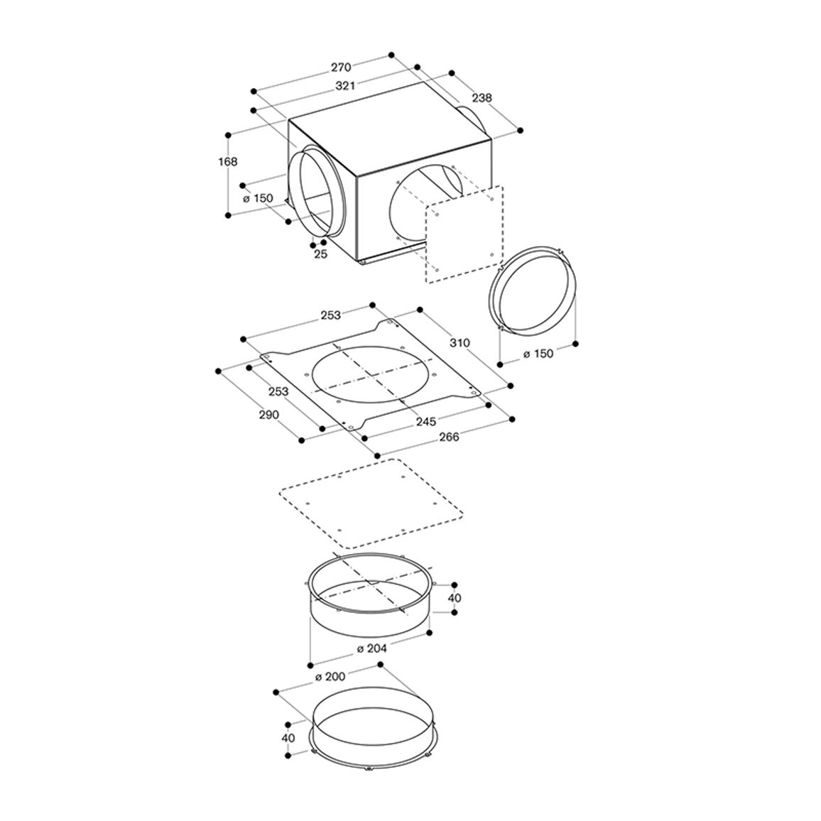 Воздушный коллектор Ø150мм AD754048 оцинкованная сталь GAGGENAU