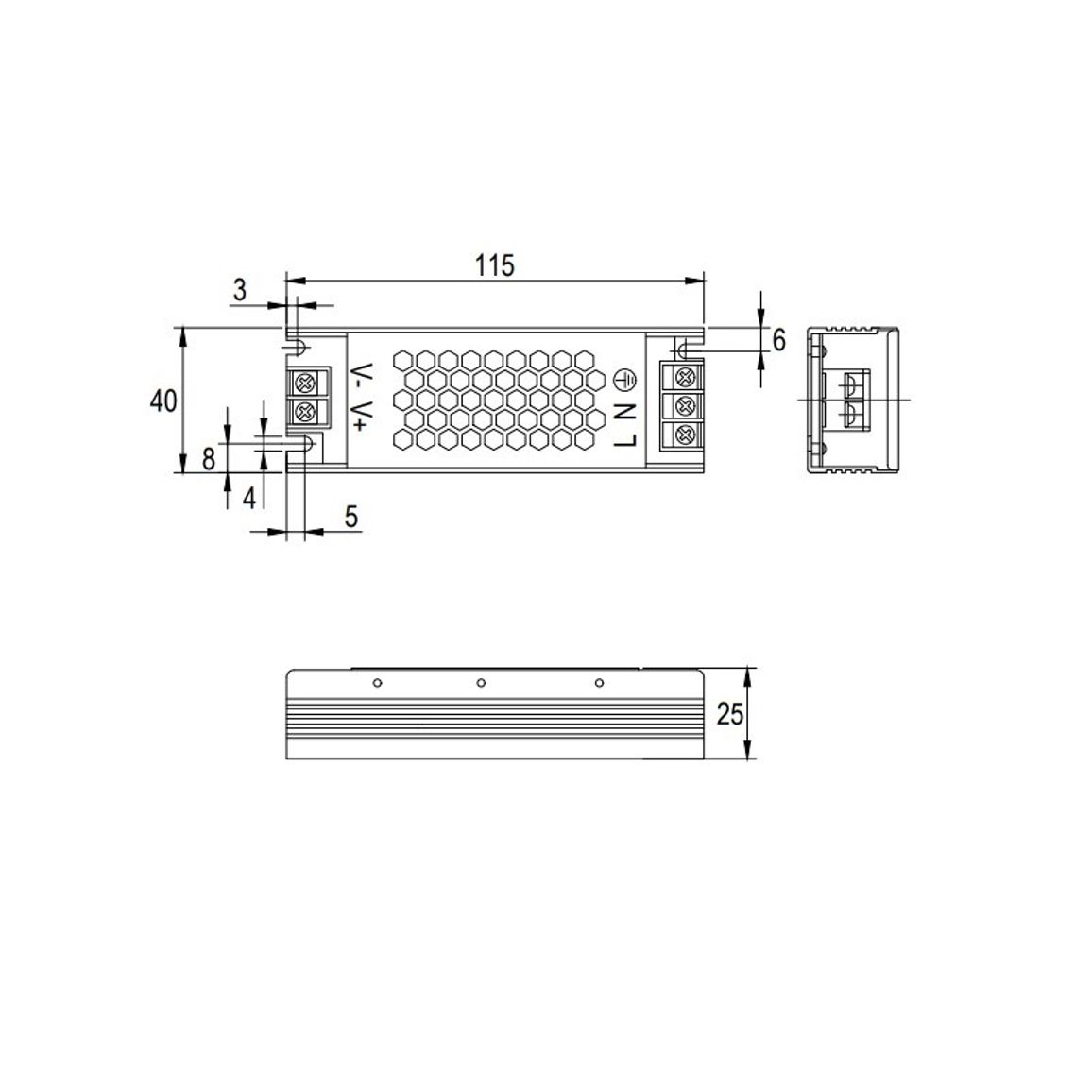 Блок питания для LED, 25W, 12V, IP20, метал. корпус