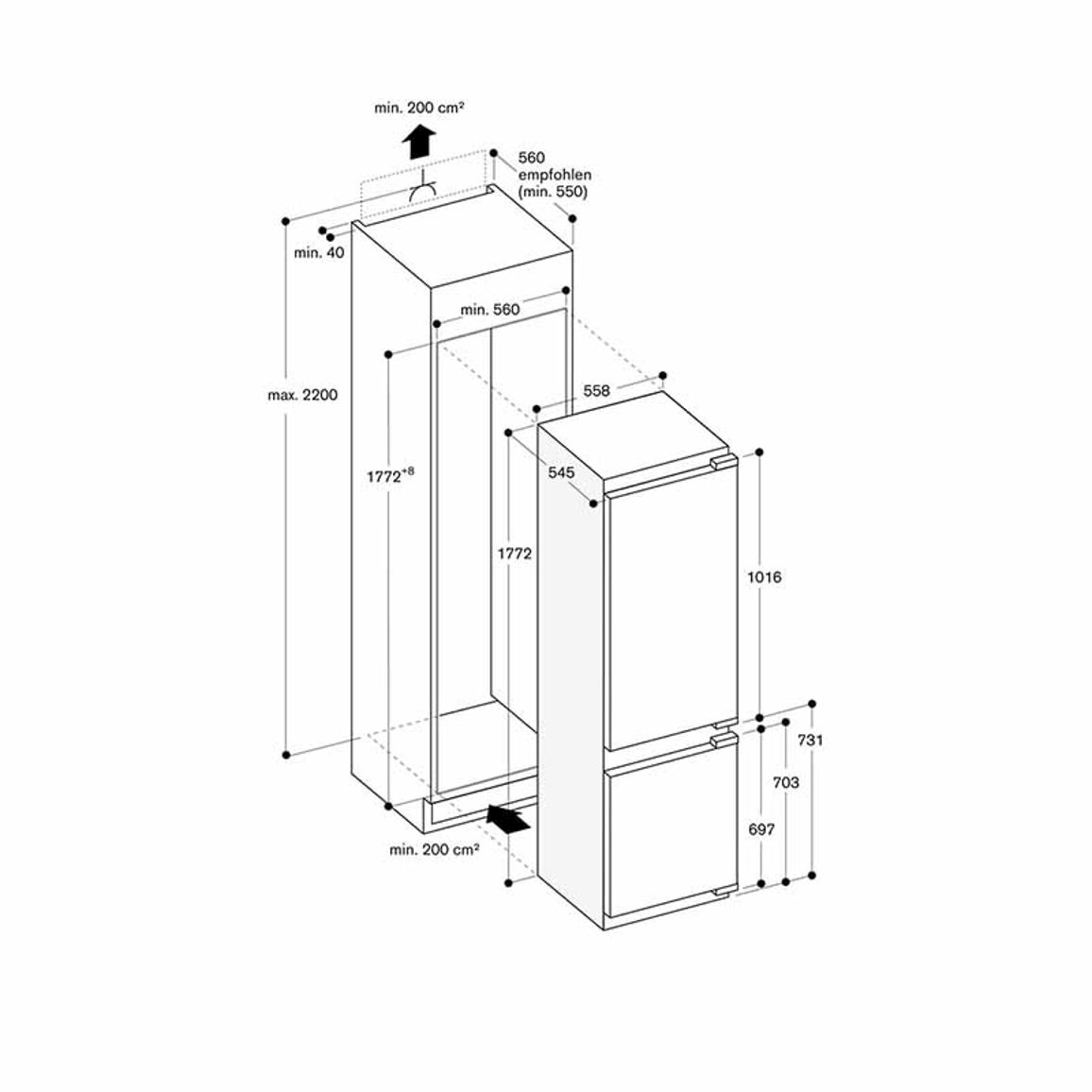 Встраиваемый холодильник-морозильник RB289300 GAGGENAU