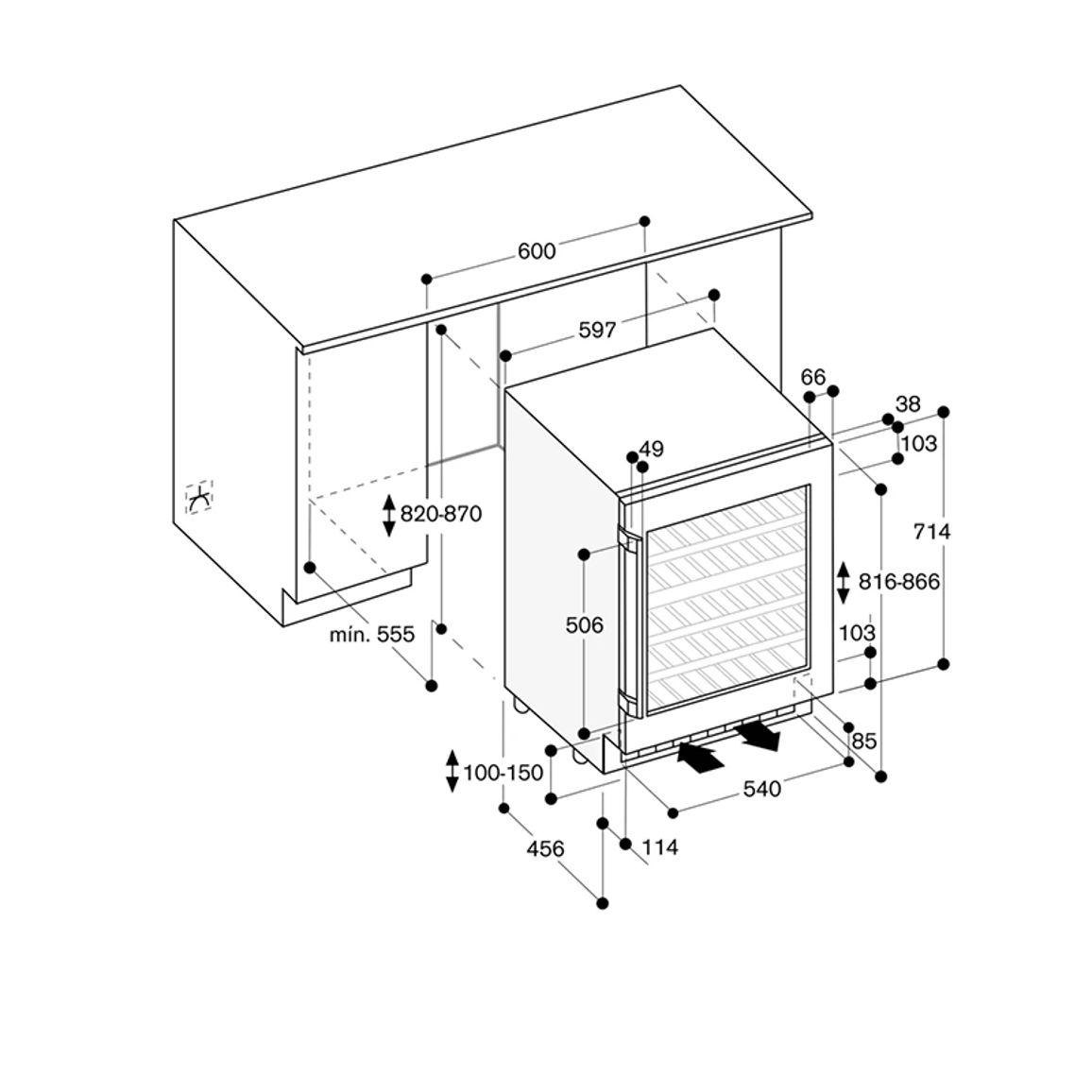 Винный шкаф встроенный RW404264 серый GAGGENAU Винный шкаф встроенный RW404264 серый GAGGENAU