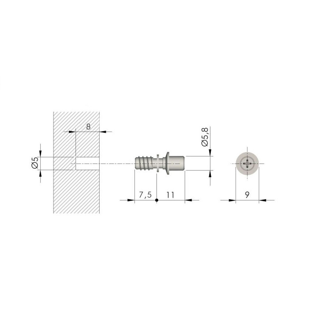 FLIPPER єврогвинт Ø5,8x18,7, Italiana Ferramenta FLIPPER єврогвинт Ø5,8x18,7, Italiana Ferramenta