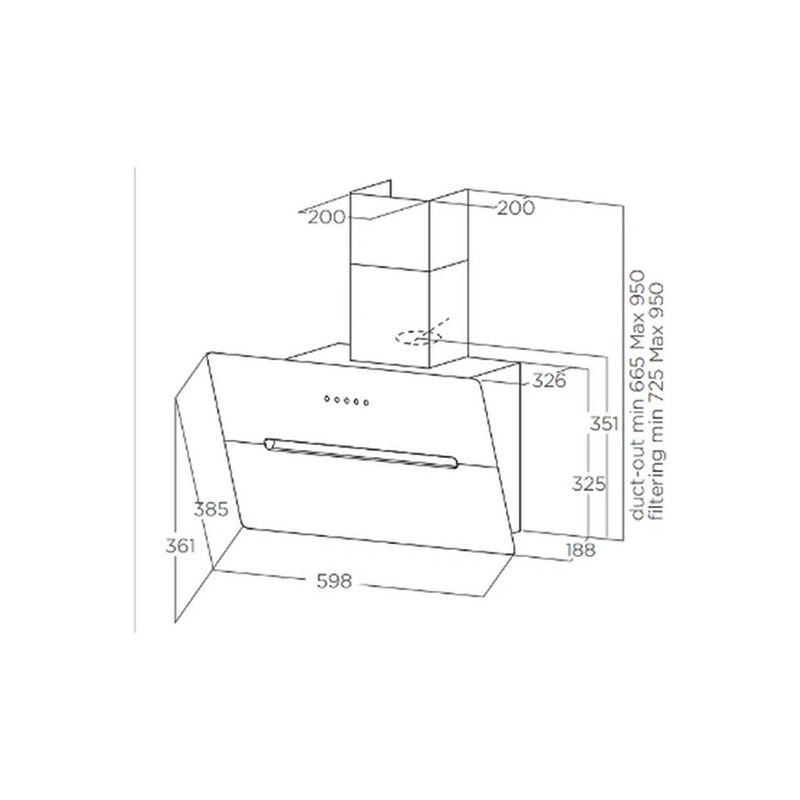 Вытяжка наклонная WISE BL/A/60см ELICA