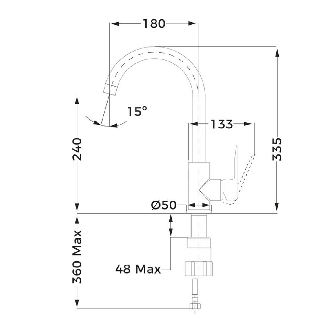 Смеситель IN 915 черный Teka (53915620N) Смеситель IN 915 черный Teka (53915620N)