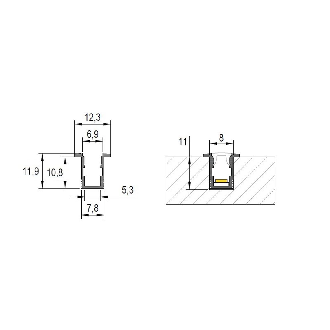 Профиль для LED-ленты, SLIM, L = 3м, алюминий, белый Профиль для LED-ленты, SLIM, L = 3м, алюминий, белый