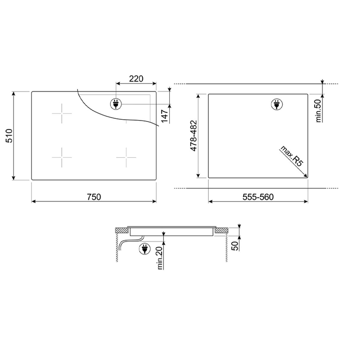 Поверхность индукционная SIB2741D SMEG Поверхность индукционная SIB2741D SMEG