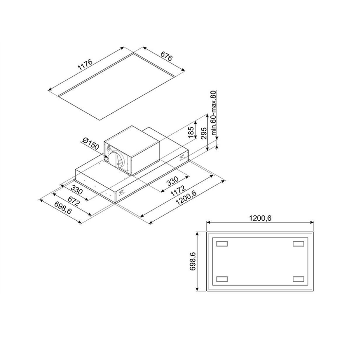 Вытяжка потолочная KSCB124X SMEG Вытяжка потолочная KSCB124X SMEG