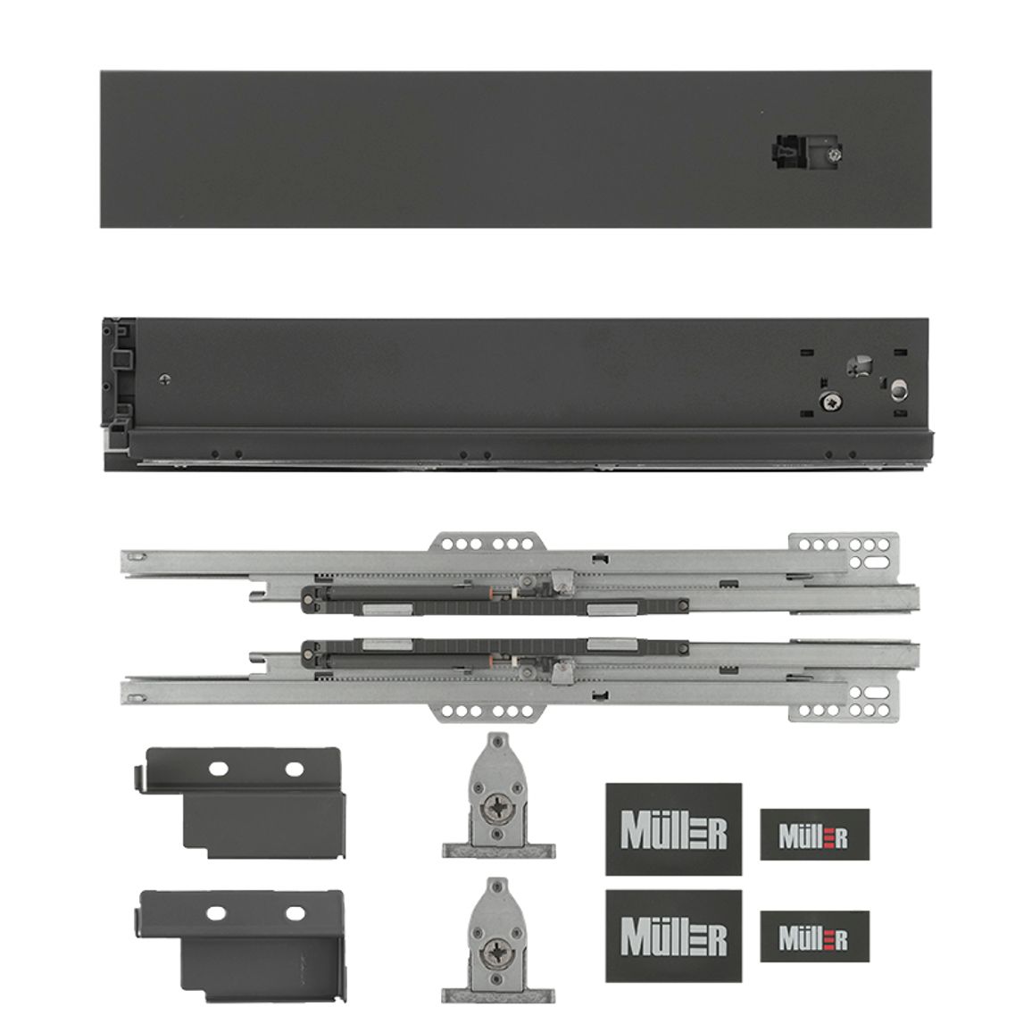 Комплект для ящика Muller Box profi line 3D L=400 Н=95 антрацит Комплект для ящика Muller Box profi line 3D L=400 Н=95 антрацит