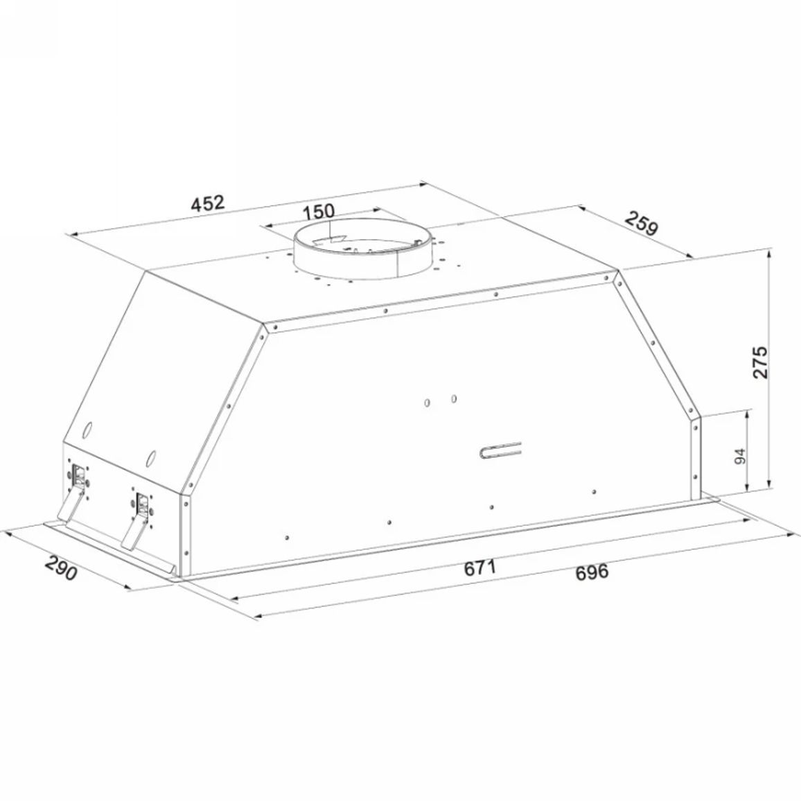 Витяжка вбудована BoxPro 70 Silent Inox Fabiano Витяжка вбудована BoxPro 70 Silent Inox Fabiano