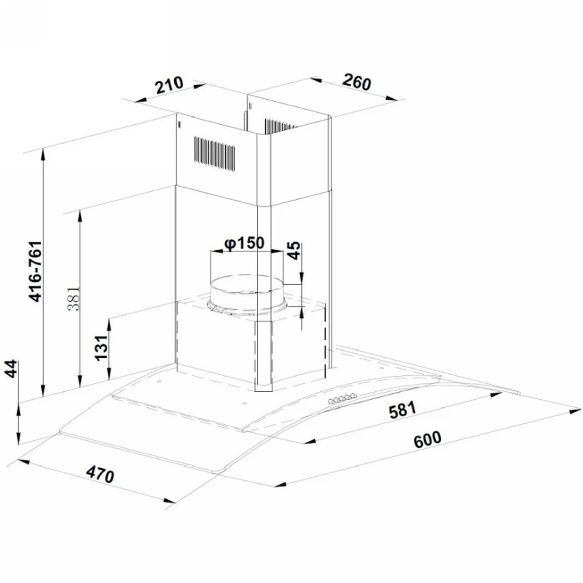 Декоративная вытяжка Arco 60 Inox Fabiano Декоративная вытяжка Arco 60 Inox Fabiano