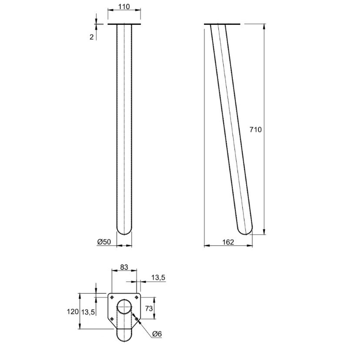 Ножка мебельная HAIRPIN Leg Slant h71см черная структурная Ножка мебельная HAIRPIN Leg Slant h71см черная структурная