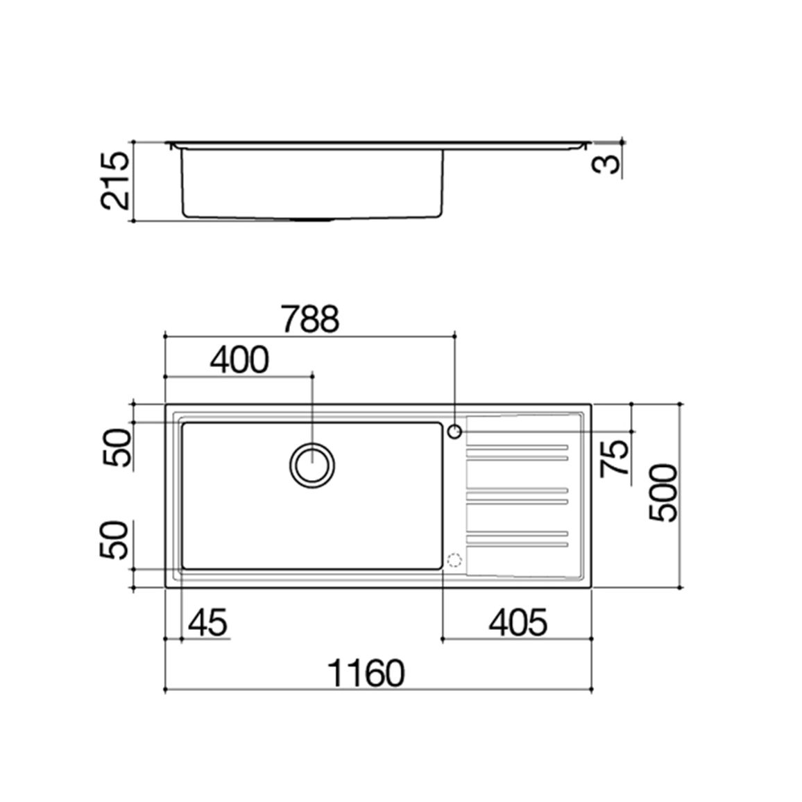 Мийка нерж. сталь EASY 116x50см 1LES121RD Barazza Мийка нерж. сталь EASY 116x50см 1LES121RD Barazza
