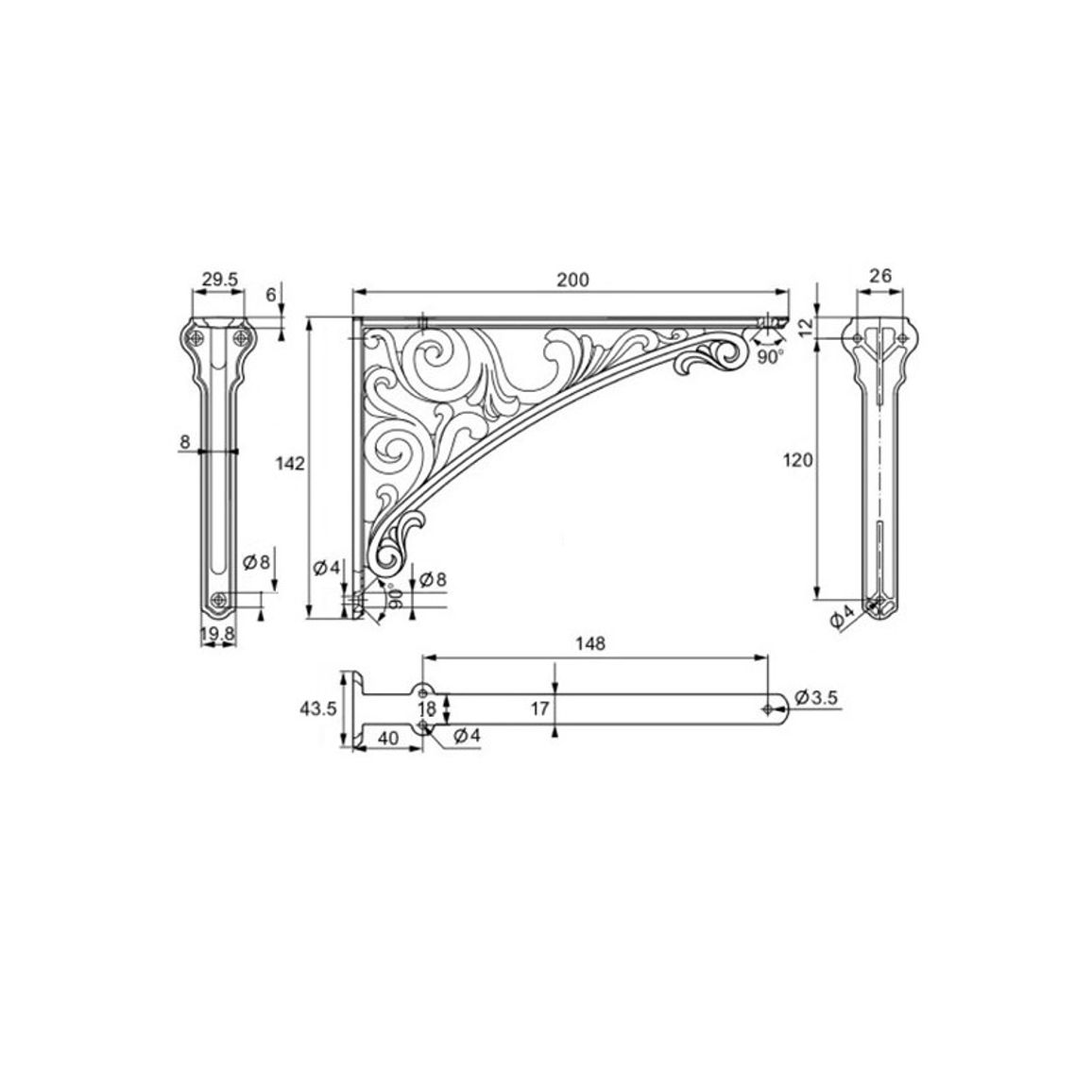 Полкодержатель Marella D 42430.200, нагрузка 25 кг золото Полкодержатель Marella D 42430.200, нагрузка 25 кг золото