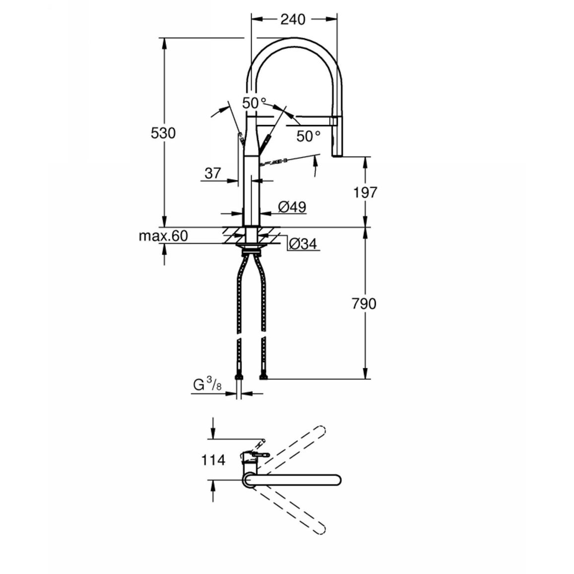 Змішувач Essence, графіт Grohe (30294A00) Змішувач Essence, графіт Grohe (30294A00)