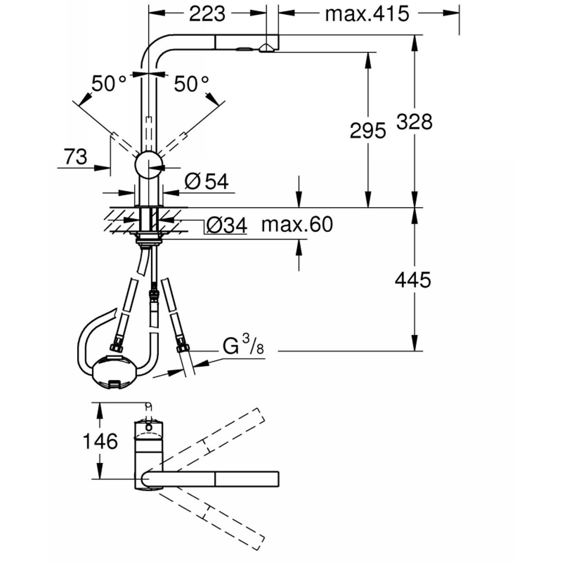 Смеситель Minta, графит Grohe (30274A00) Смеситель Minta, графит Grohe (30274A00)
