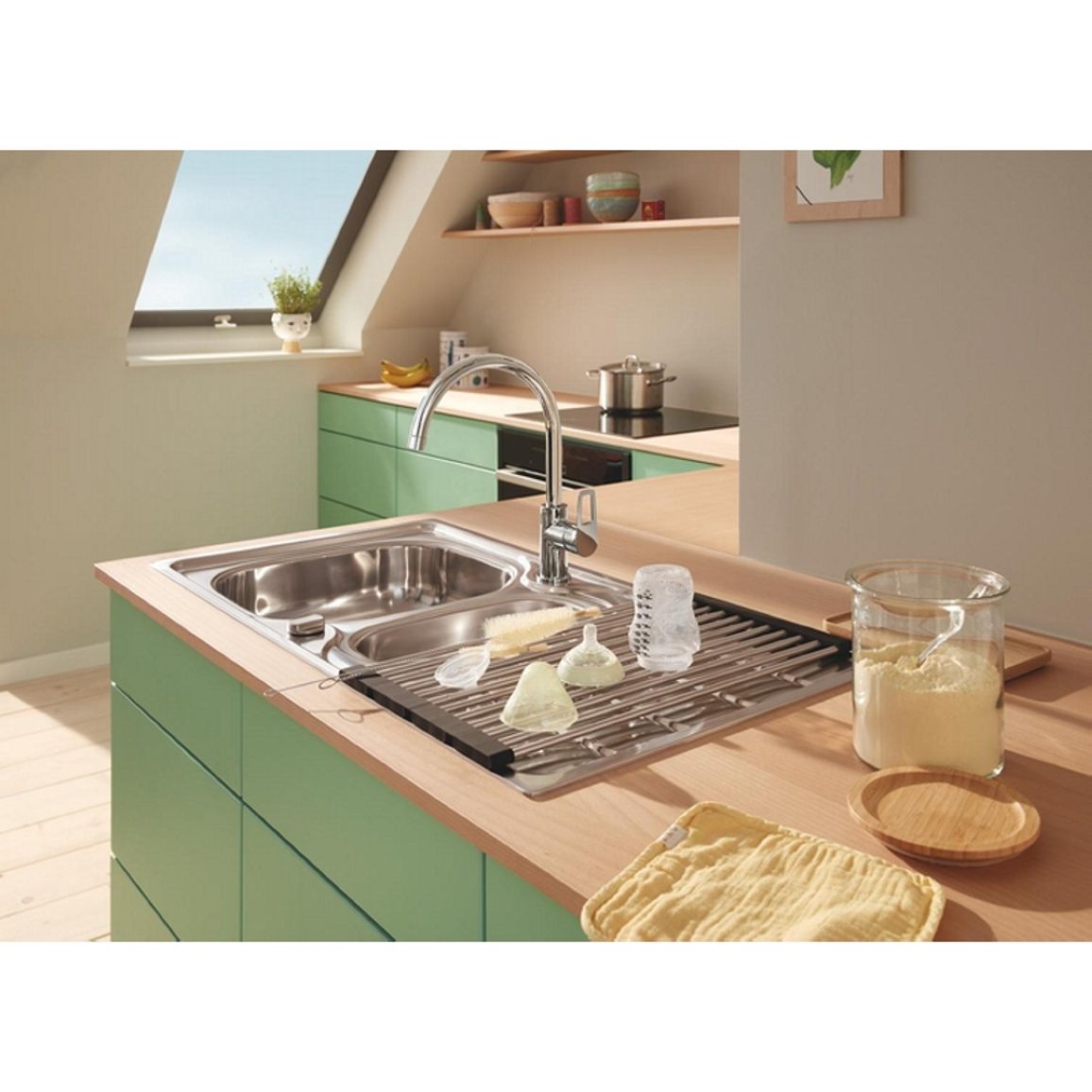 Решетка для посуды для кухонной мойки, нержавеющая сталь Grohe (40854SD0) Решетка для посуды для кухонной мойки, нержавеющая сталь Grohe (40854SD0)