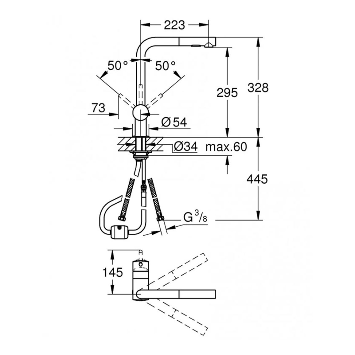Змішувач Minta, теплий захід сонця Grohe (30274DA0) Змішувач Minta, теплий захід сонця Grohe (30274DA0)