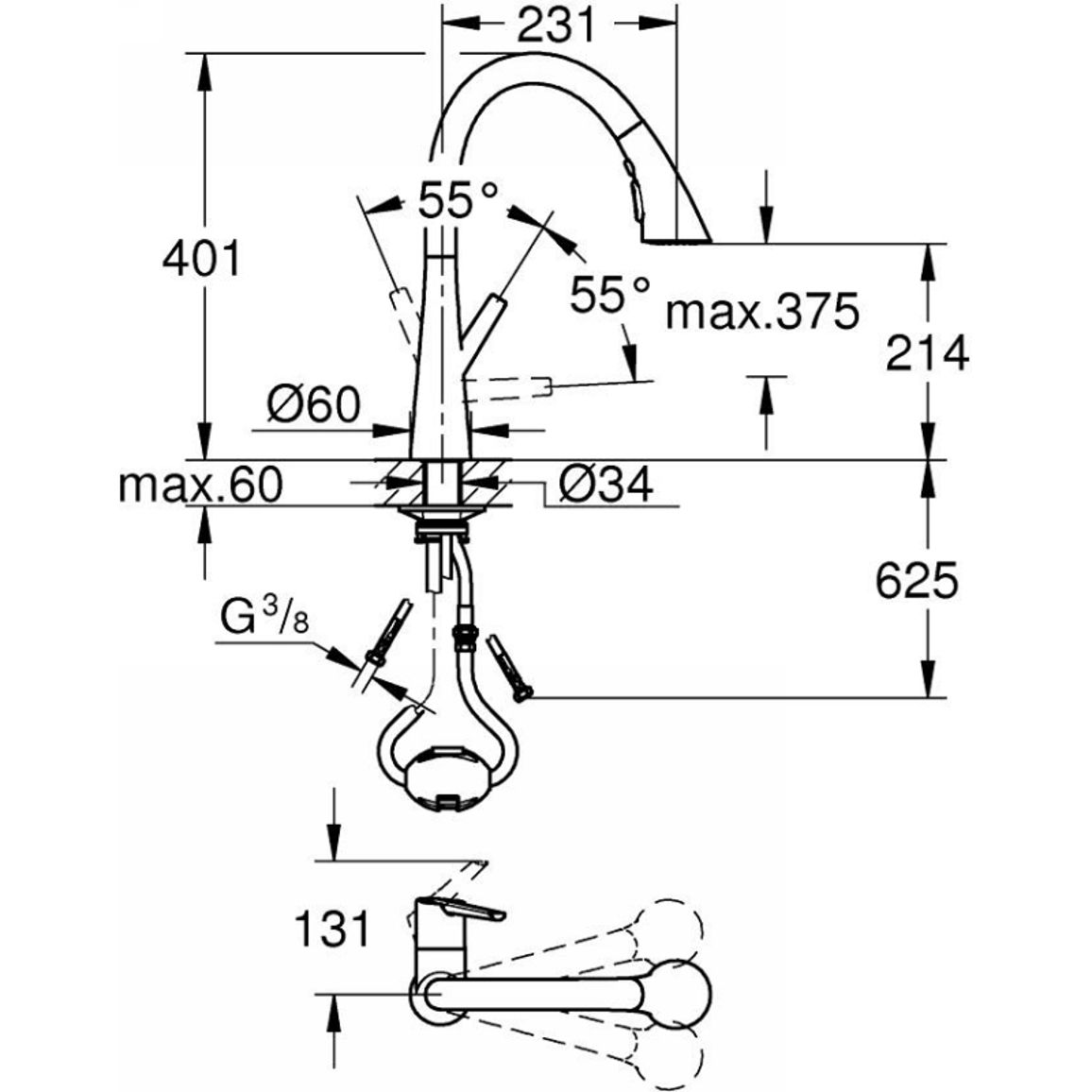 Смеситель Scala, супер сталь Grohe (30440DC0) Смеситель Scala, супер сталь Grohe (30440DC0)